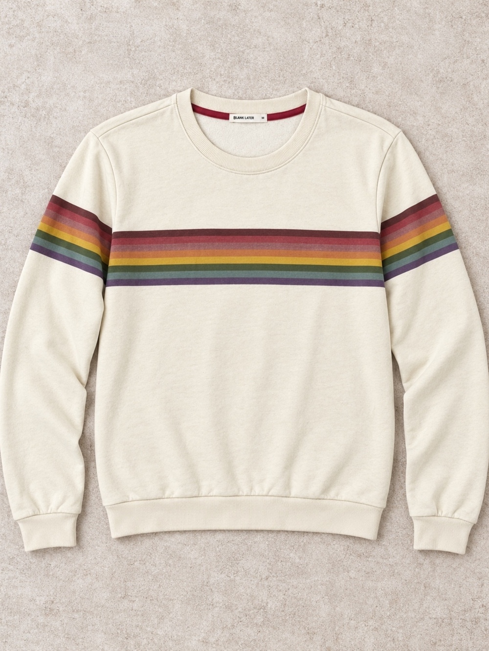 Marine Layer Cream Rainbow Stripe Sweatshirt Medium Casual